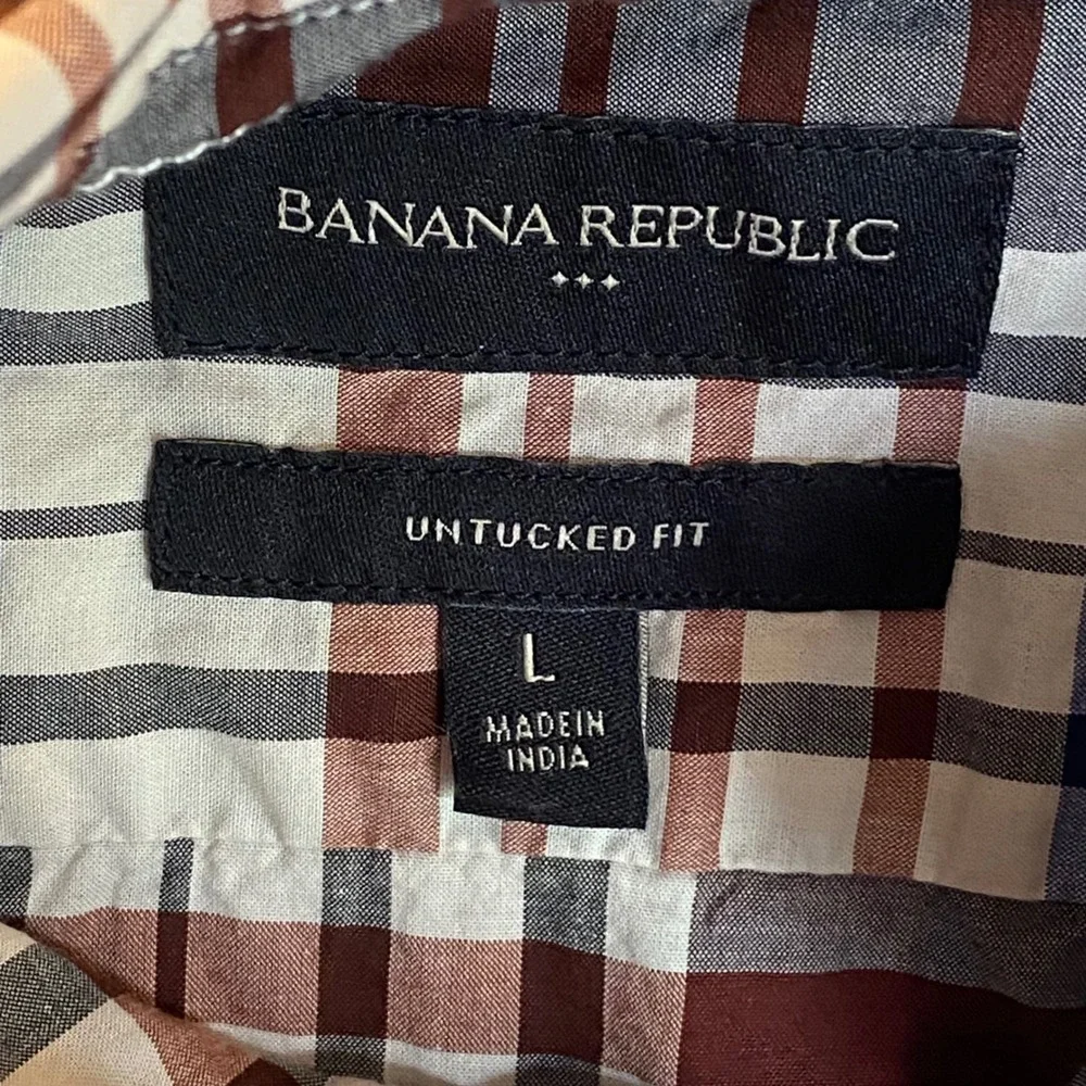 Banana Republic Button Down Shirt Mens Large Multicolor Excellent Untucked Plaid